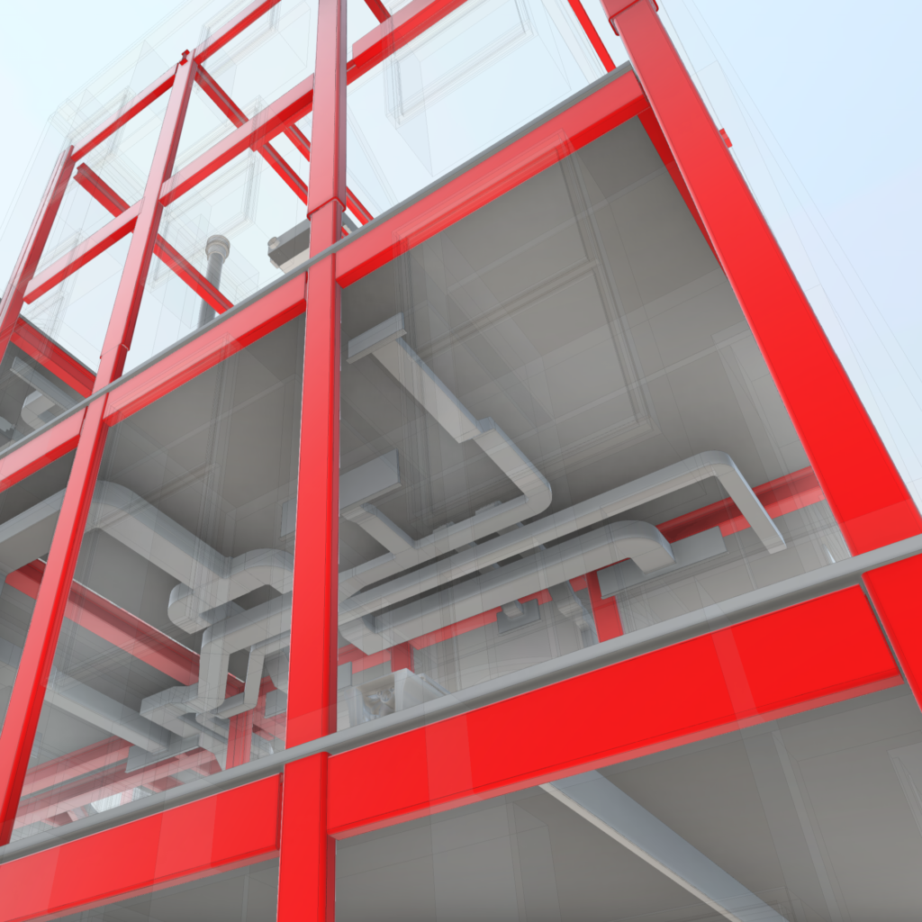 3 dimensional drawing of air system of large building